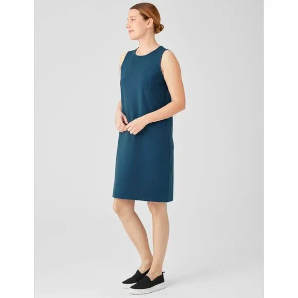 Eileen Fisher | Organic Pima Cotton Stretch Jersey Tank Dress | Large - Picture 2 of 10